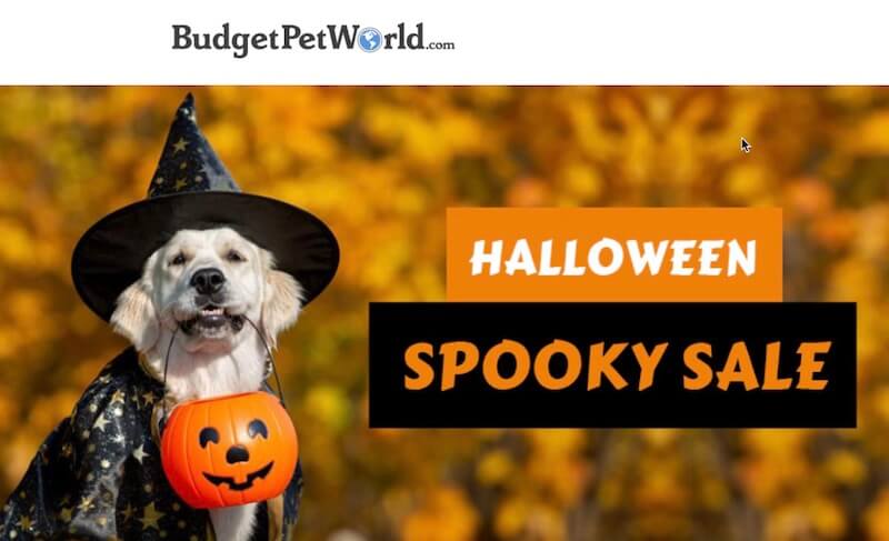 BudgetPetWorld Halloween 2020 coupon 15% Extra Discount & Free Shipping on Everything