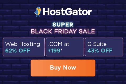 62% off Hostgator India Web Hosting Black Friday 2020