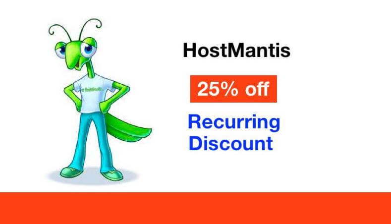 25% off HostMantis Recurring Discount Hosting coupon